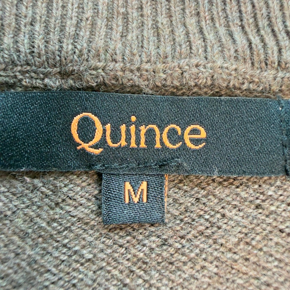 Quince Organic Cotton Pique Crewneck Sweater Heather Brown Men's Medium - Picture 4 of 7